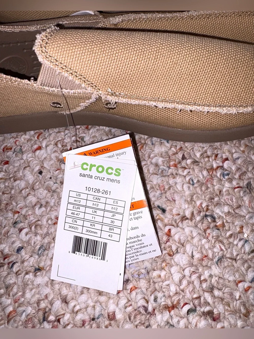 Men’s NWT Santa Cruz Khaki Colored Slip On Crocs Size 12